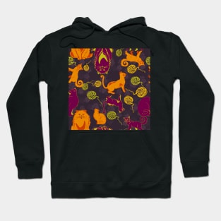 Pattern with cats and yarns Hoodie